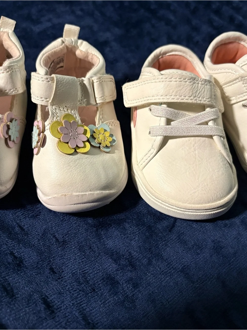 2 Pack-White & Pink Floral Baby Shoes size 3